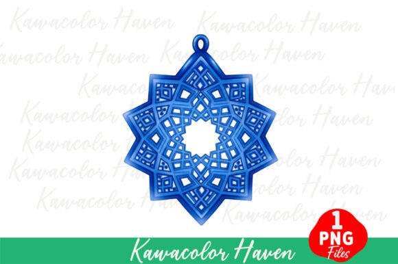 Blue Decorative Star Ornament Isolated