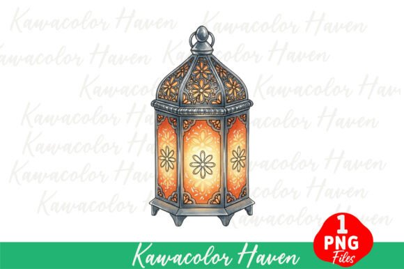 Decorative Lantern with Orange Floral Design