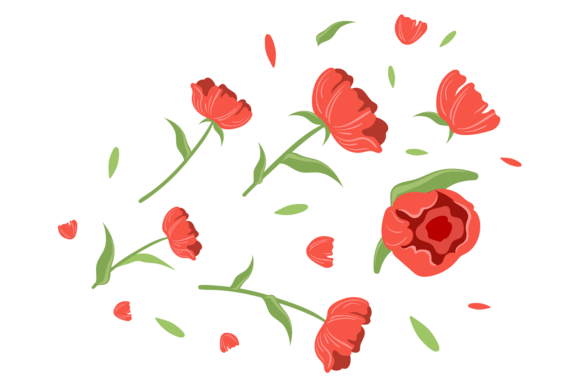 Decorative Red Flower Ornament: Romantic Accents for Modern Design