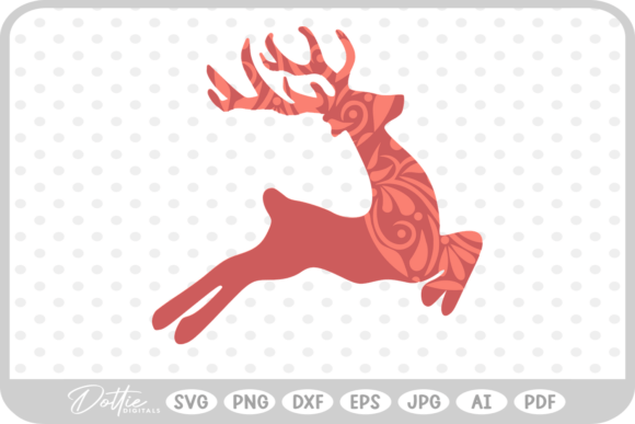 Decorative Reindeer SVG PNG DXF