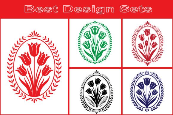Decorative Tulip Oval Floral Vector: A Practical Asset for Vintage-Inspired Design