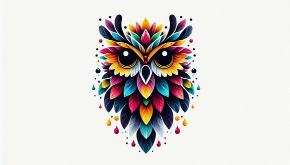 Decorative Vibrant Owl: Digital Art Assets