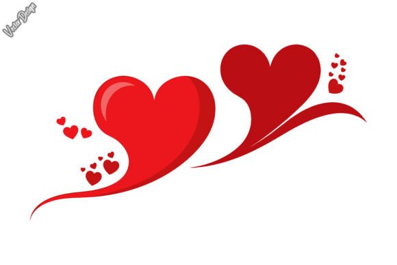Dual Red Hearts with Decorative Tail: Elevating Your Creative Projects with Versatile Vector Art