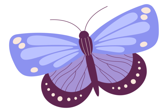 Night Butterfly Icon: Cute Decorative Summer Animal Isolated on White Background