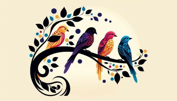 Unlocking Creative Potential with Decorative Branch Birds Digital Art